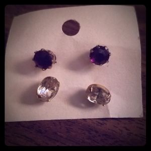 Purple and Diamond Jewel Earrings